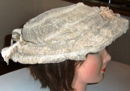 XXM343M EDWARDIAN NET & LACE HAT W/FLOWERS